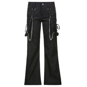 Edgy Black Pants with Chain Accents